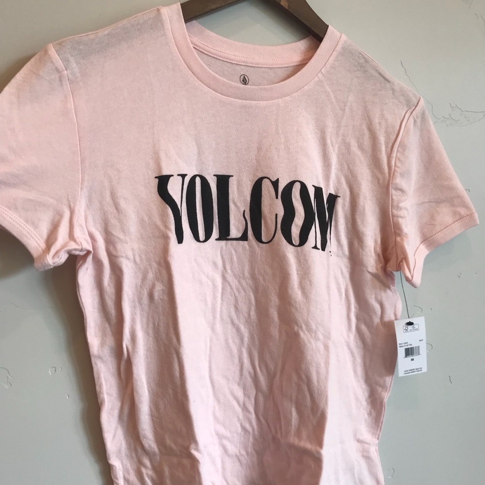 VOLCOM Pink Logo Graphic Print Ringer Tee - Picture 4 of 7